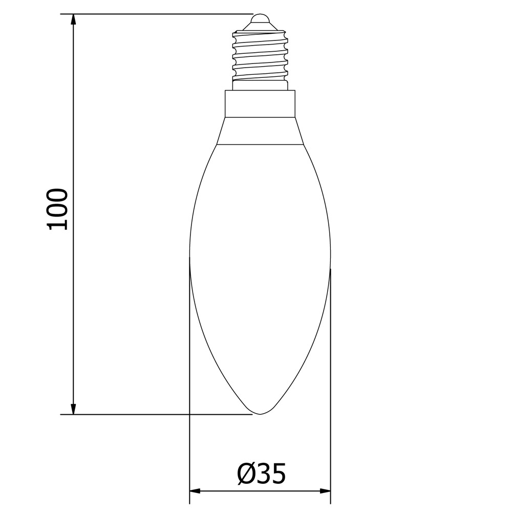 Candle LED Filament - 3W, E14, 12/24vDC