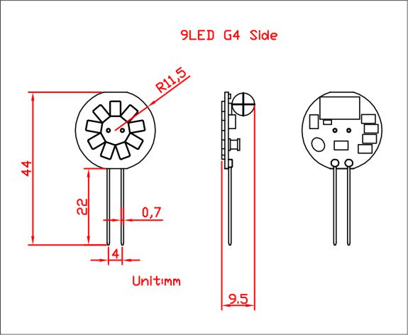 G4 Lamp - Side Entry Dimensions