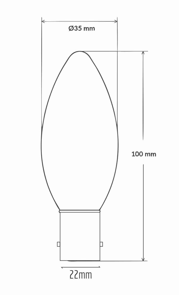 Candle LED Filament - 3W, B22, 12/24vDC
