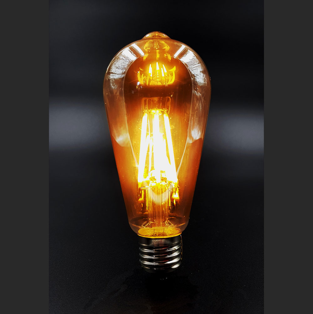 [E27-ST64-6W-FIL-WW-12V] Vintage LED Filament ST64 Bulb – E27, 12V / 24V DC