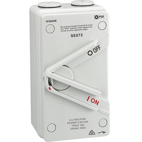 [ISO-AC-35A-IP66] AC Isolator Switch - 35A / 1 Pole (IP66)