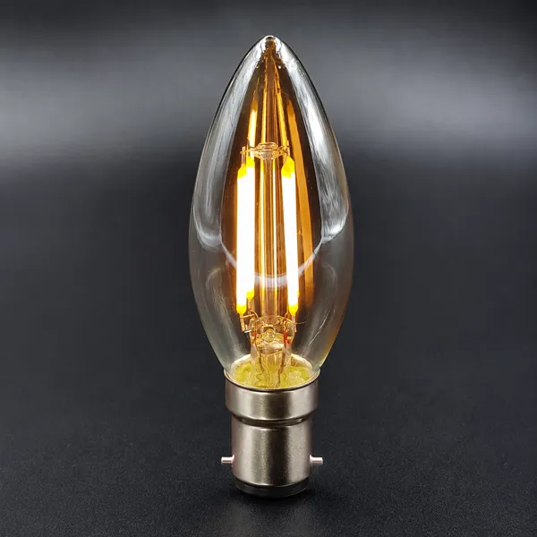 Vintage LED Filament Candle Bulb – B22, 12V / 24V DC