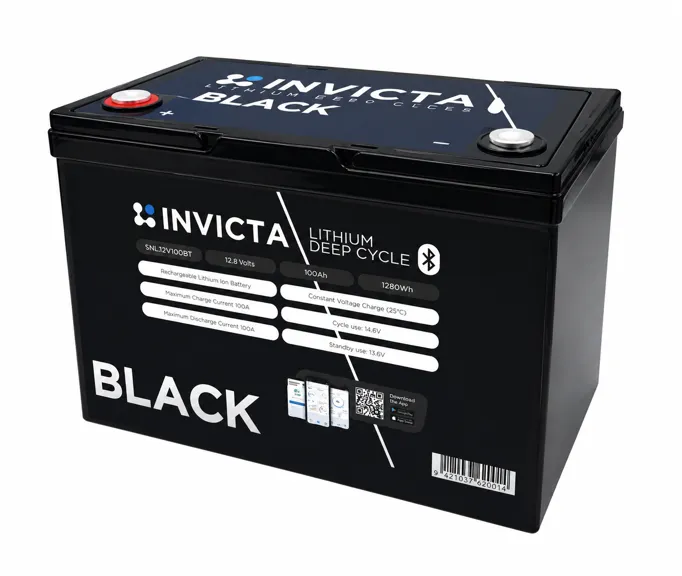 [INVICTA-100A-12-BT-LITH] Invicta Lithium 12V 100Ah LiFePO₄ Battery with Bluetooth