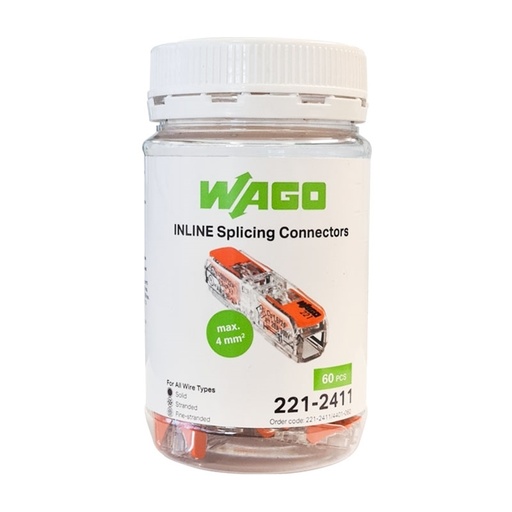 [WAGO-221-2411-JAR] Wago Inline Connector Jar (4mm x 60)
