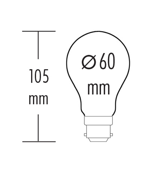 A60 LED Bulb - 8W, B22, 32-50vDC