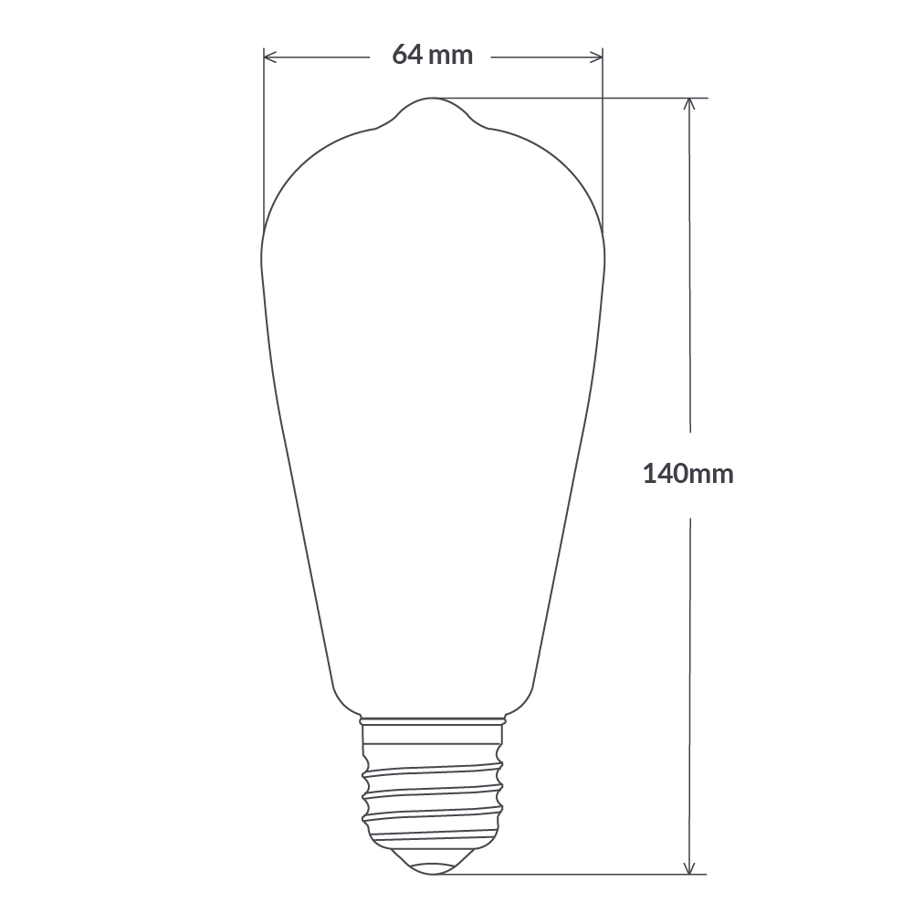 ST64 LED Filament - 6W, E27, 12/24vDC