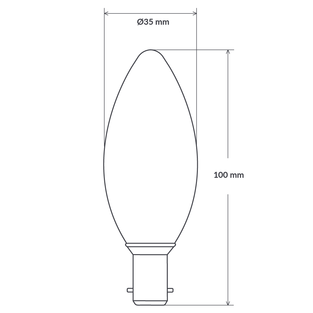 Candle LED Filament - 3W, B15, 12/24vDC