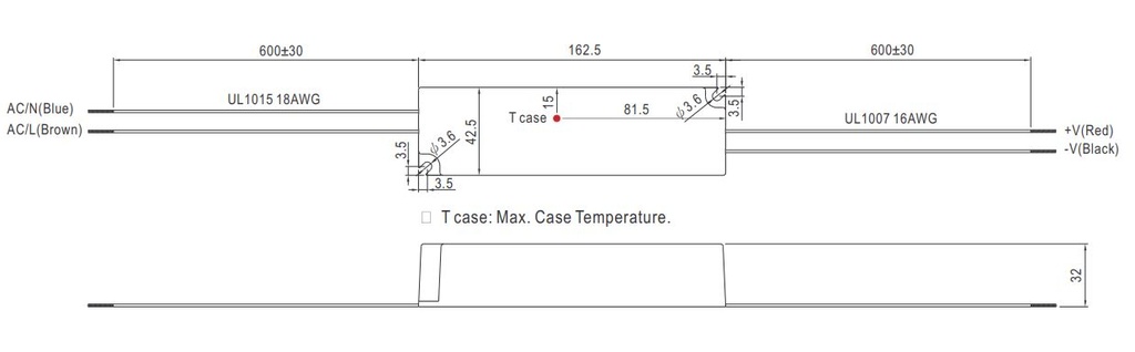 LPV Series 60W Dimensions