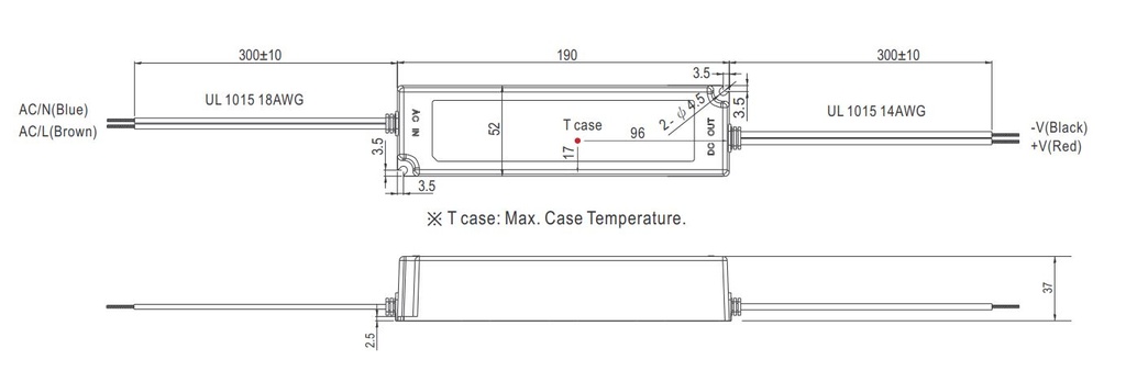 LPV Series 100W Dimensions