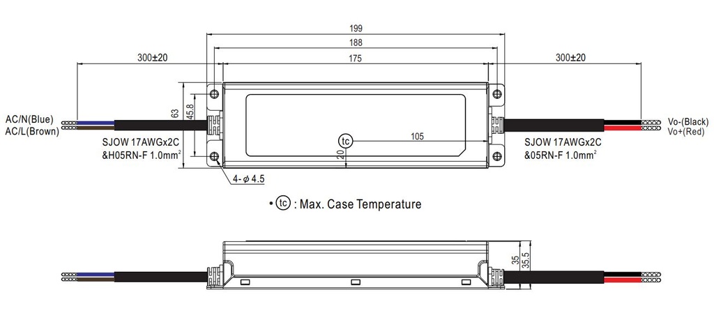 ELG Series 100W Dimensions