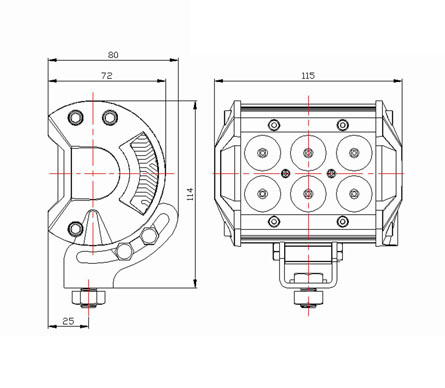 4 Inch Double Row Light Bar - Dimensions