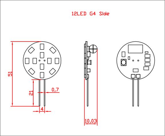 G4 LED - Side Entry - Dimensions