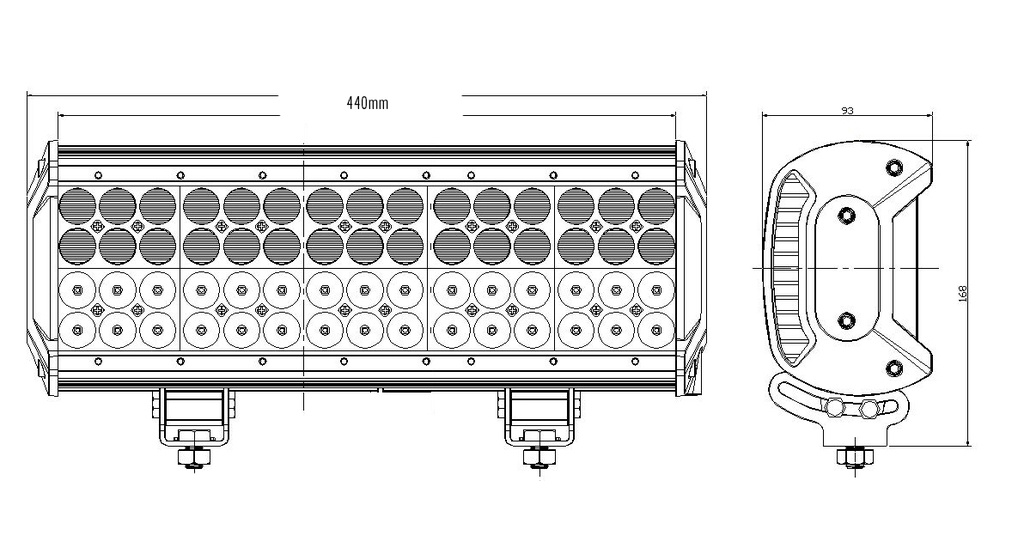 18 Inch Quad Row Light Bar - Dimensions