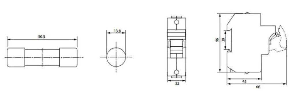 Din Rail Solar Fuse Holder Dimensions