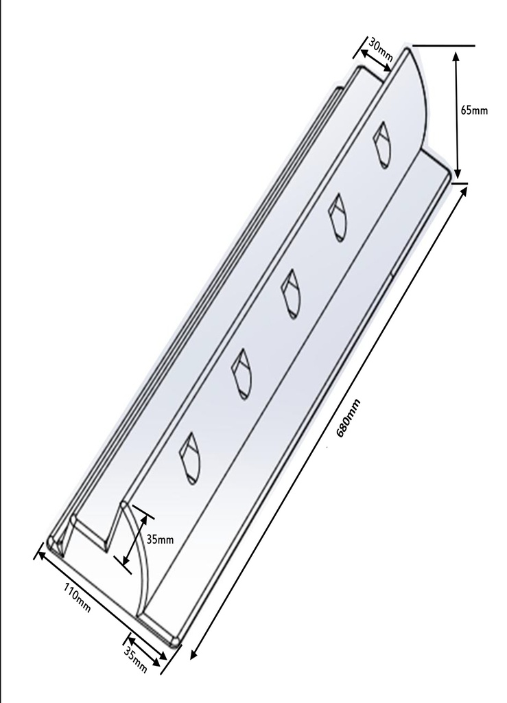 ABS Spoiler Mounts Dimensions