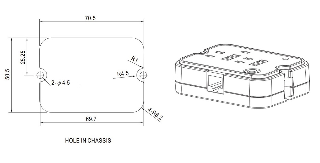 Mean Well IRC3 Inverter Remote Dimensions