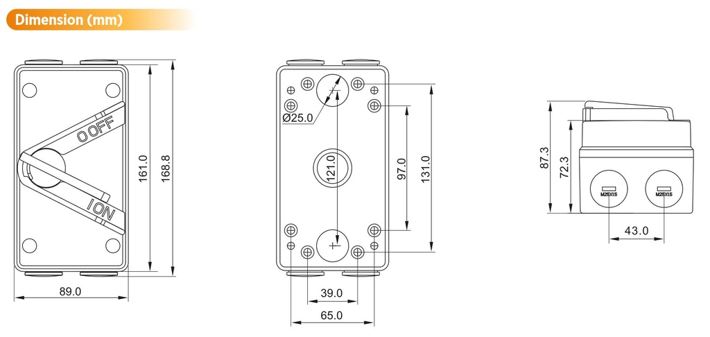 AC Isolator Switch - Dimensions