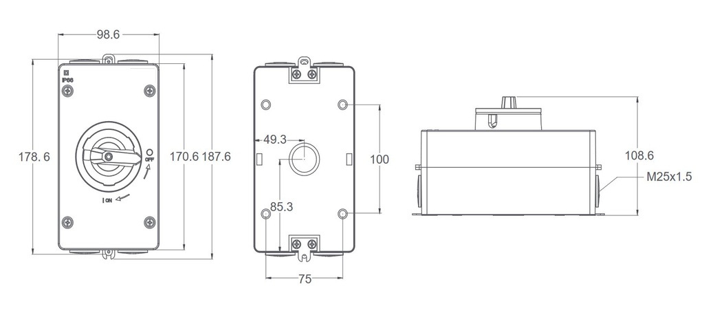 DC Isolator Switch - Dimensions
