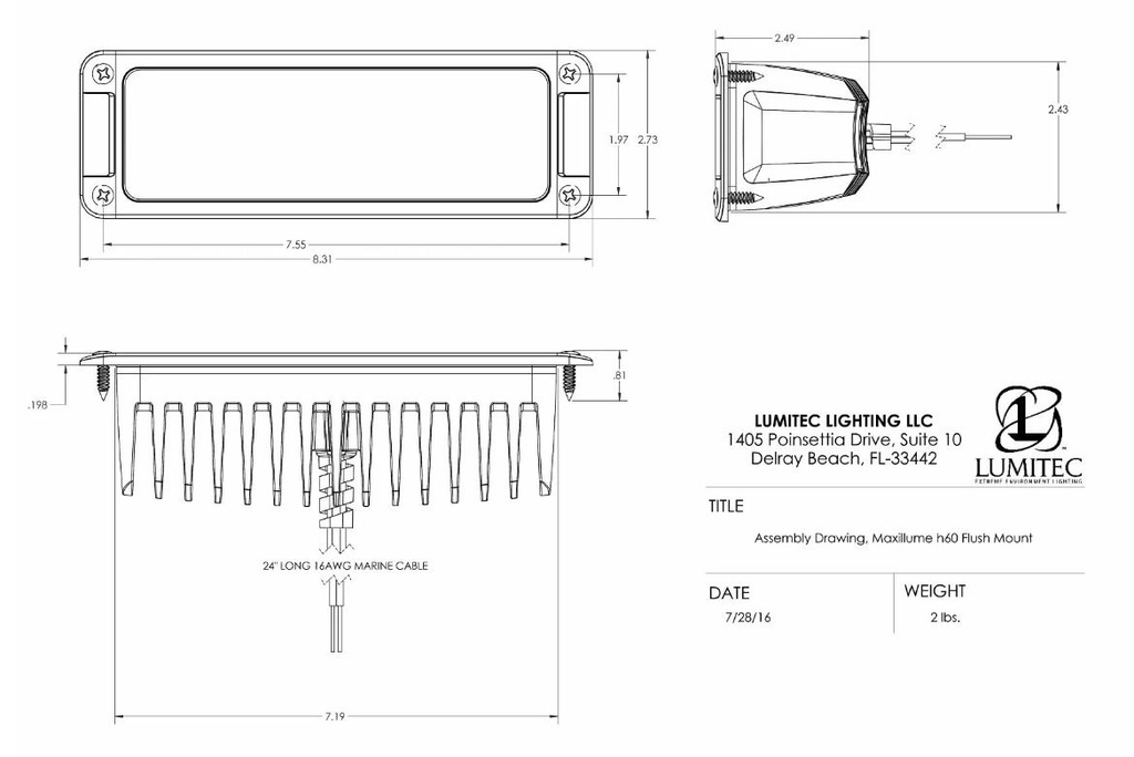 Maxillume H60 Flush Mount Dimensions