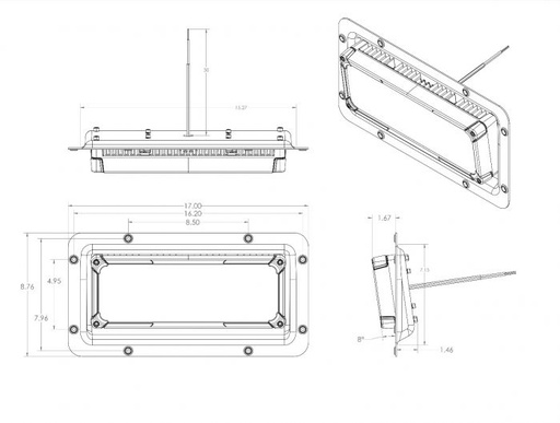 Maxillume tr150 LED Flood Light - Dimensions