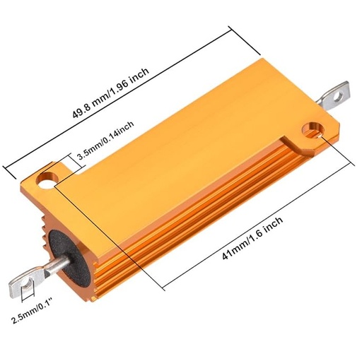 100 Ohm 50W Power Resistor Dimensions