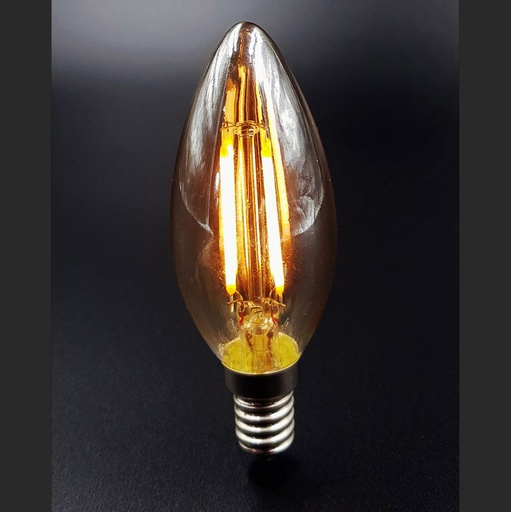 [E14-CAND-3W-FIL-WW-12V] Vintage LED Filament Candle Bulb – E14 , 12V / 24V DC
