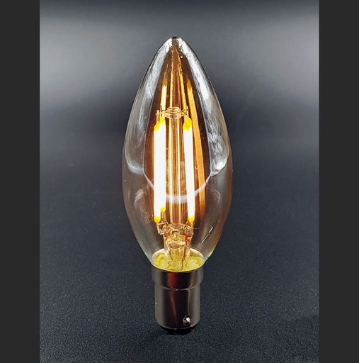 [B15-CAND-3W-FIL-WW-12V] Vintage LED Filament Candle Bulb – B15, 12V / 24V DC