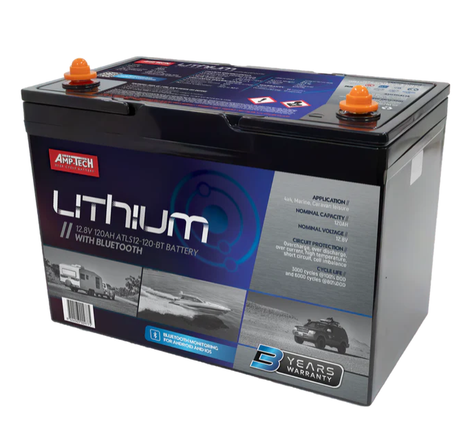 [AT-120A-12-BT-LITH] AMPTECH 120Ah Lithium Battery LifeP04 with Bluetooth