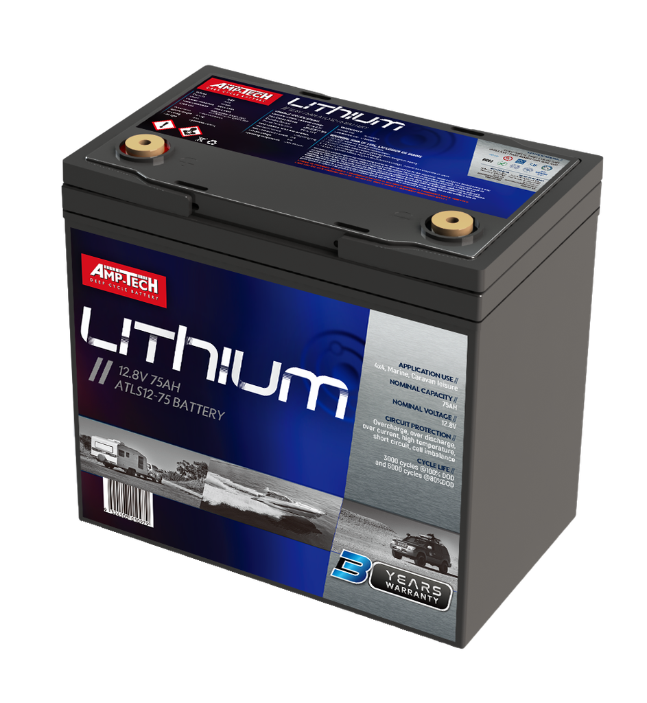 [AT-75A-12-LITH] AMPTECH 75Ah Lithium Battery LifeP04