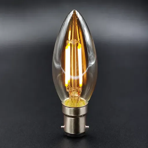 [B22-CAND-3W-FIL-WW-12V] Vintage LED Filament Candle Bulb – B22, 12V / 24V DC