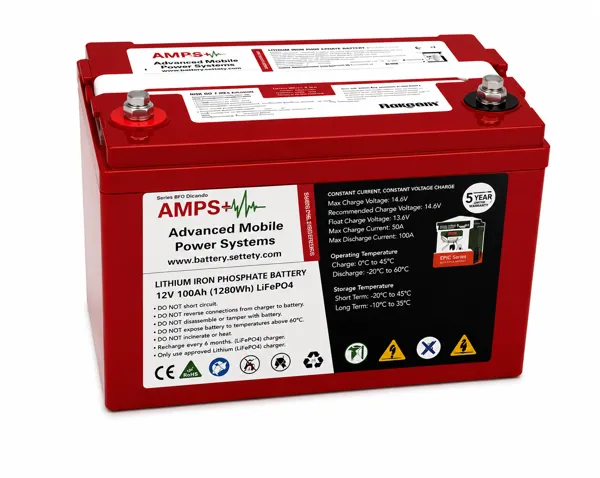 [BATT-AMPS100AH-12V] Sterling Power AMPS LiFePO4 100Ah 12V