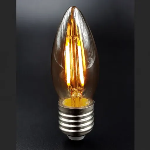 [E27-CAND-3W-FIL-WW-12V] Vintage LED Filament Candle Bulb – E27, 12V / 24V DC