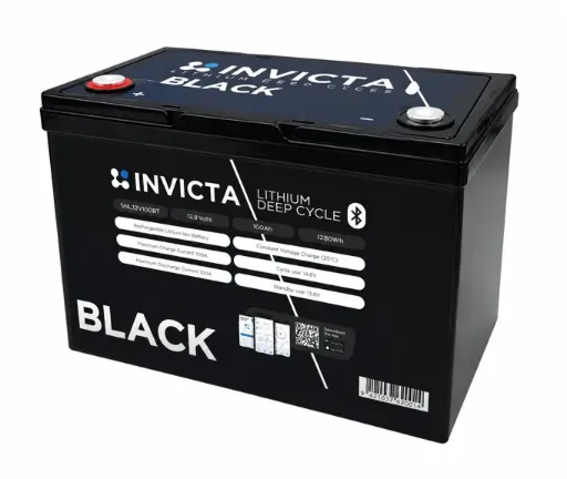 [INVICTA-100A-12-BT-LITH] Invicta Lithium 12V 100Ah LiFePO₄ Battery with Bluetooth